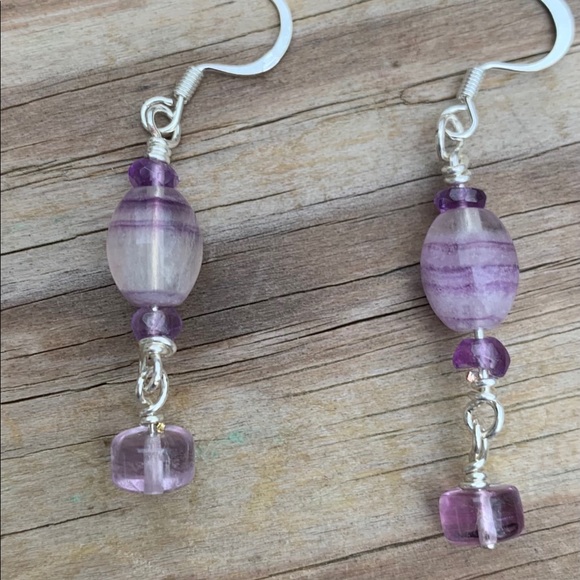 Purple Fluorite Earrings. Amethyst - Picture 6 of 6